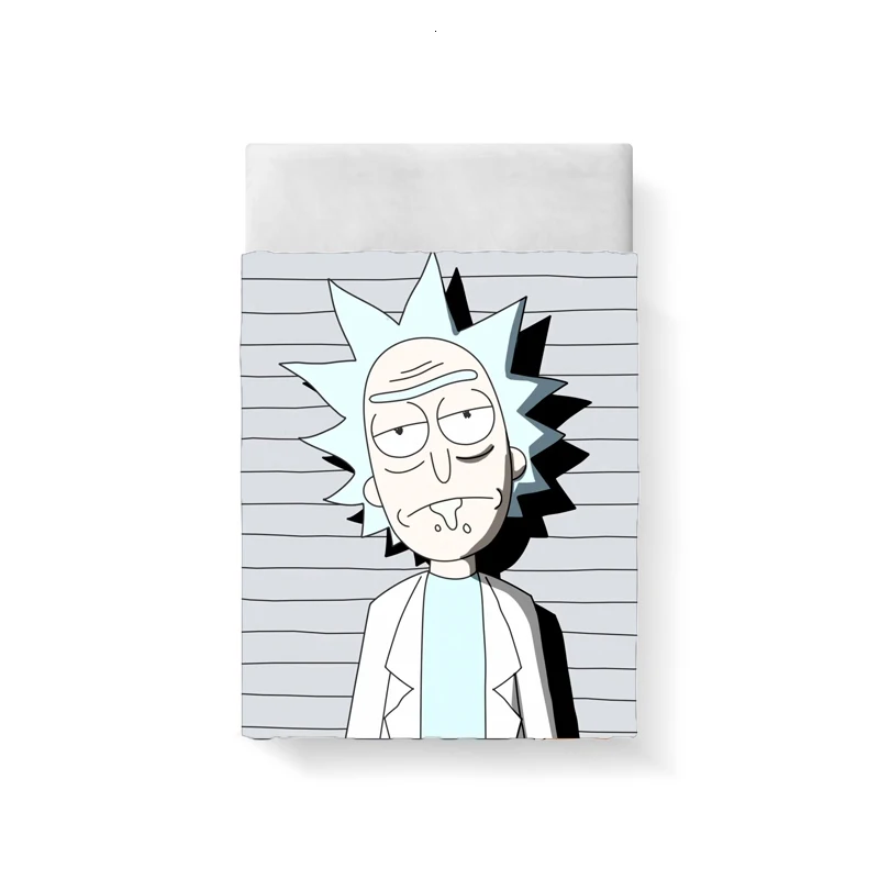 Rick And Morty Bed Sheet Bed Linen Poplin Cotton Posciel Coarse Calico Couple Single Euro Kids Twin Bedding Ropa De Cama Queen - Цвет: BS07-S