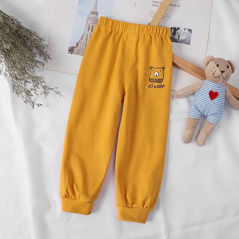 Long Pants Children's Clothes Pure Color Cartoon Kids Trousers Autumn Boys Casual Sweatpants Fashion Brand Baby Girl Pants