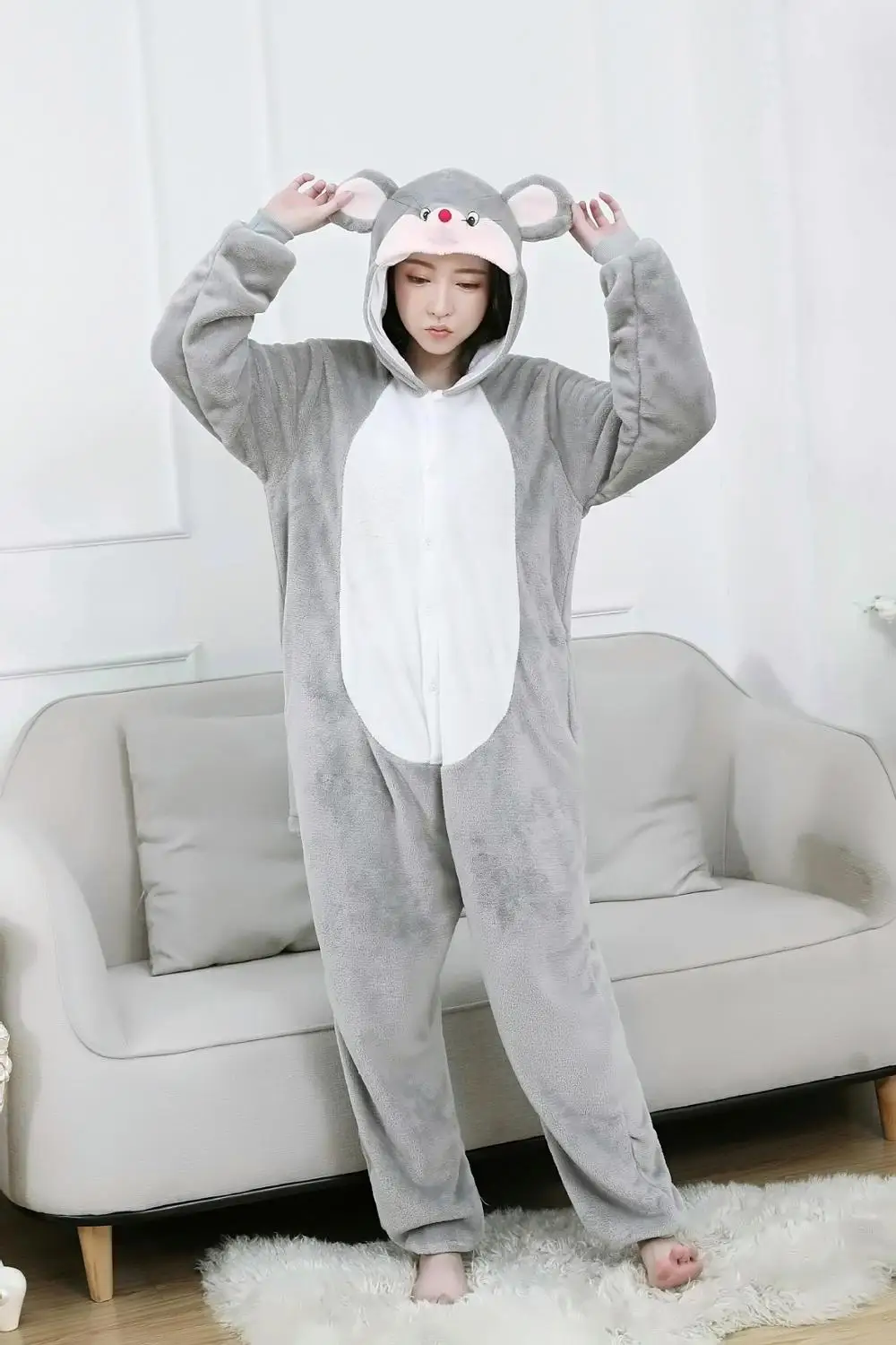 Kigurumi Pika Rat Bear Lion Fox Sheep Panda Shiba Inu Siberian Husky Panther Rabbit Carrot Adult's Animal Onesie Pajamas