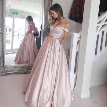 

Formal Muslim Evening Dresses A-line Off The Shoulder Beaded Islamic Dubai Saudi Arabia Long Evening Gown Prom