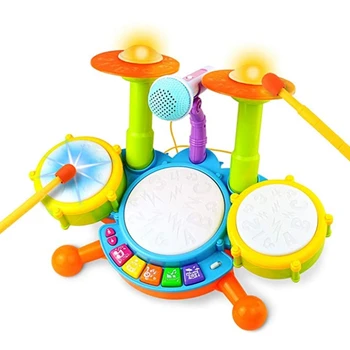 

Drum Toy Musical Instruments for Toddlers with Nursery Rhymes Electronic Drums Gift for Kids Boys Girls From 3 Years