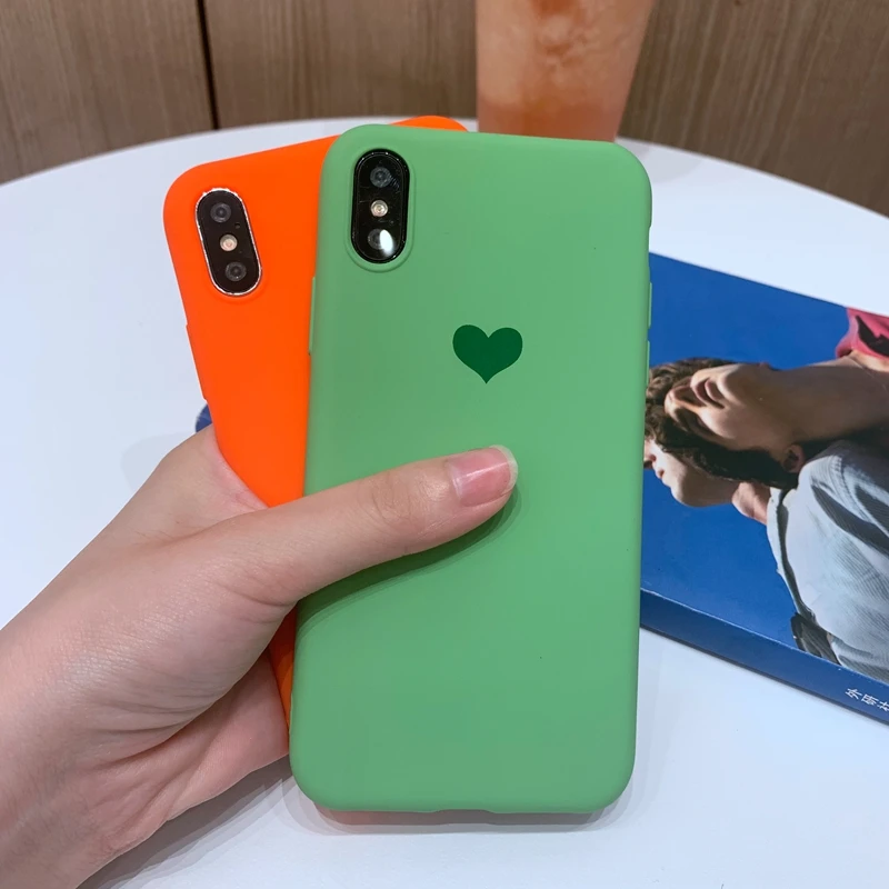 

Candy Color Love Heart Soft TPU Silicone Phone Case Cover For Apple iPhone 5 5s SE 6 6s 7 8 Plus 7Plus X 10 XR XS Max Coque