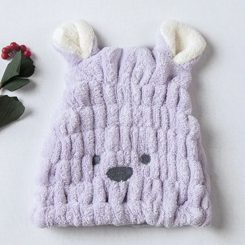 light purple Мультяшная микрофибра, тюрбан для волос, шапка для быстрой сушки волос, обернутое полотенце, шапочка для купания, Новое поступление, Прямая поставка - Цвет: light purple