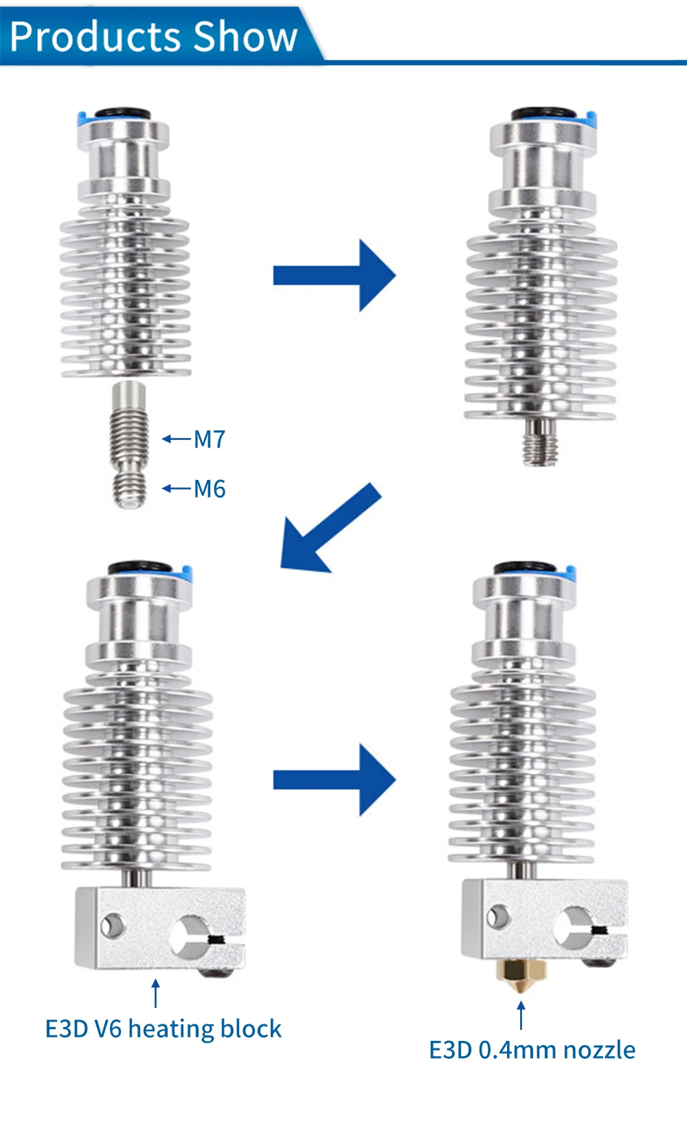 E3D V6 Hotend +Bimetal heatbreak for v6 Prusa voron Remote Short Direct Heat Sink range 1.75MM for Feeding 3D printer extruder 3d stepper motor