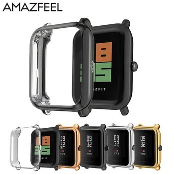 

For Amazfit Bip Case with Screen Protector film TPU Plating Smart watch Protective Case For Huami Amazfit Bip Watch Accessories