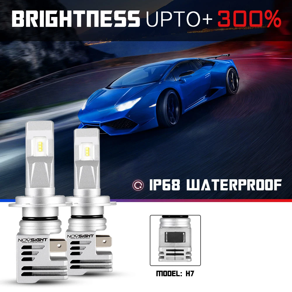 Novsight H7 H4 H3 H1 Светодиодные Автомобильные фары 6000K 10000lm Пара Автомобильные H11 9005 9006 HB2 Hi/lo луч авто фары лампы