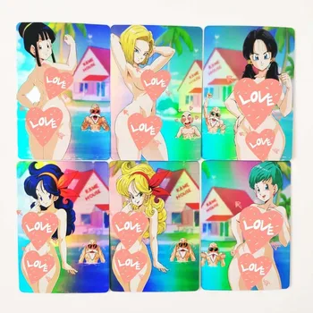 

9pcs/set Dragon Ball Z Bulma Android 18 Ranchi Chichi Sexy Beauty Saiyan Goku Vegeta Sexy Girls Game Collection Cards