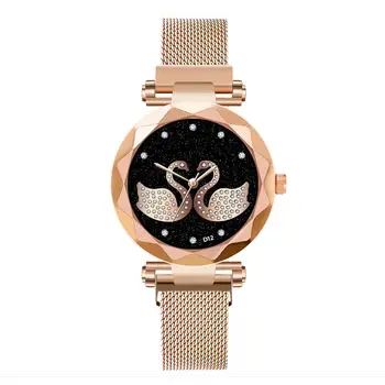 

Fashion Luxury Stainless Steel Bracelet Women Watches Round Diamond swan Dial Quartz Wristwatches Dress Clock reloj mujer XB40