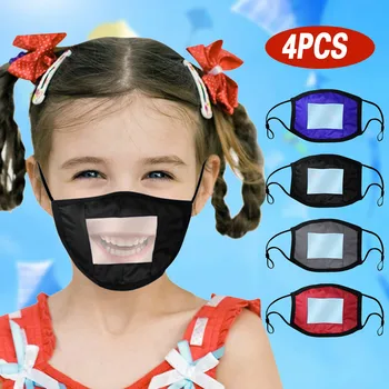 

4pcs Smile Communicator Kids Face Mask With Clear Visible Expression Lip Reading Protection Fashion Mascarillas Mondmasker Маски