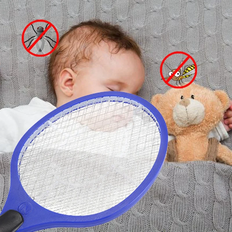 Batteries Operated Hand Racket Electric Mosquito Swatter Insect Home Garden Pest Bug Fly Mosquito Swatter Killer