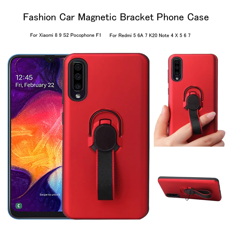 

Fashion Car Magnetic Bracket Phone Case For Xiaomi 8 9 S2 Pocophone F1 Multi-function Cover For Redmi 5 6A 7 K20 Note 4 X 5 6 7