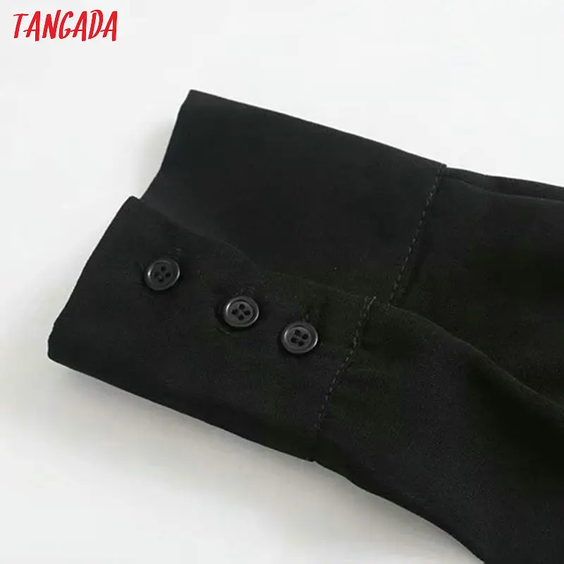 Tangada, женское элегантное черное платье миди, с молнией сзади, с высоким воротом, с длинным рукавом, винтажный стиль, для офиса, для леди, для работы, платье, vestidos 4M135