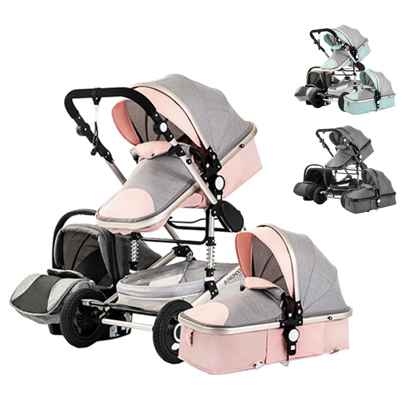 Buy  Multi-function three-in-one lightweight four-wheeled baby stroller baby cradle car seat washable 