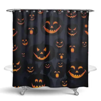 

Shower Curtain for Bathroom Fabric Set with Halloween Pumpkin Patterns Pattern - Water-Repellent Classic Shower Curtains