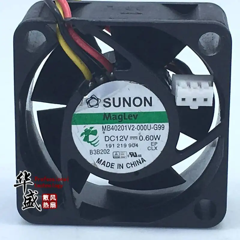 

SUNON MB40201V2-000U-G99 DC 12V 0.6W 40x40x20mm 3-Wire Server Cooling Fan