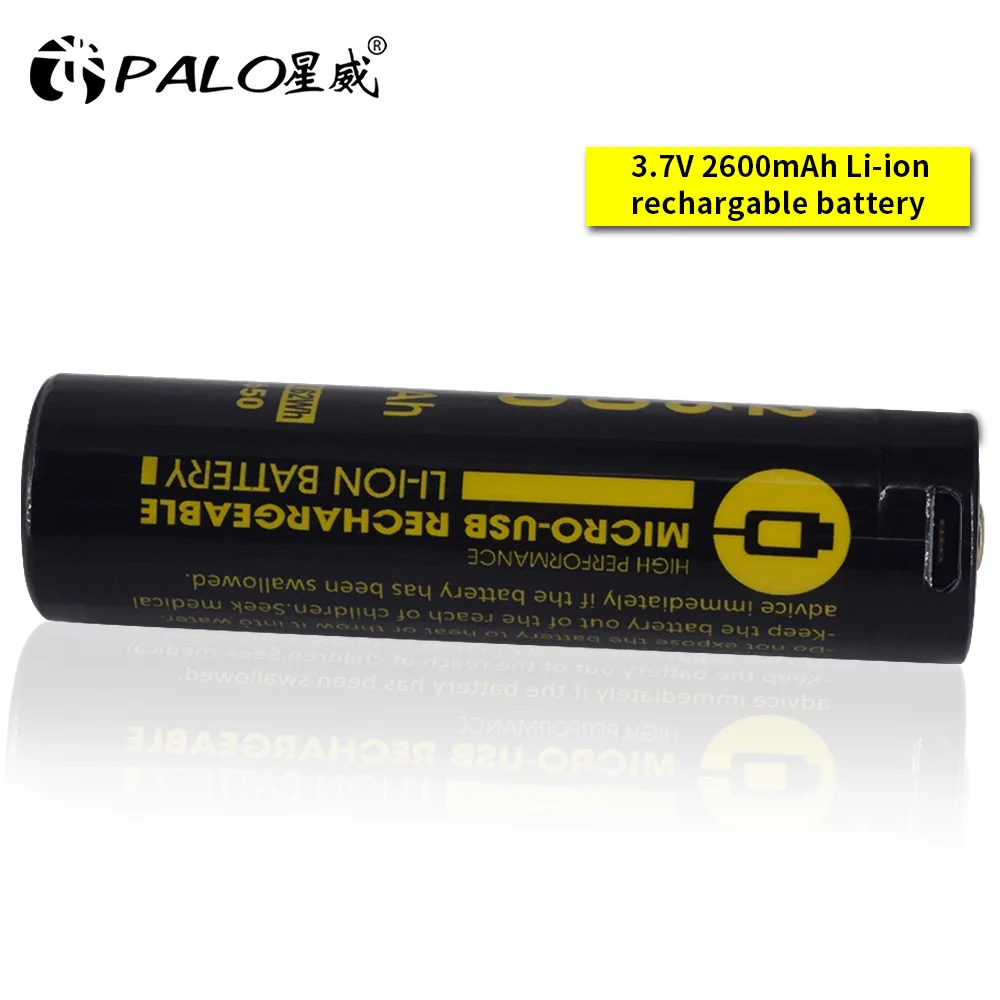 PALO MICRO USB 18650 батарея 2600 mAh литий-ионная аккумуляторная батарея 3,7 V светодиодный индикатор USB DC-зарядка умная батарея