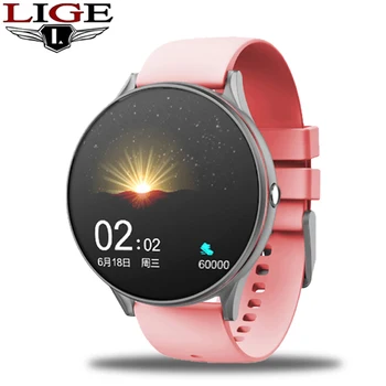 

LIGE 2020 New Full Touch Screen Smart Watch Women Multifunctional Sport Heart Rate Blood Pressure IP67 Waterproof Smartwatch+Box
