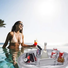 New 70x50cm Inflatable Floating Mini Bar 8 Holes Swimming Pool Beach Drink Holder Tub Lounge Raft Beer Bucket Bar Table Tray