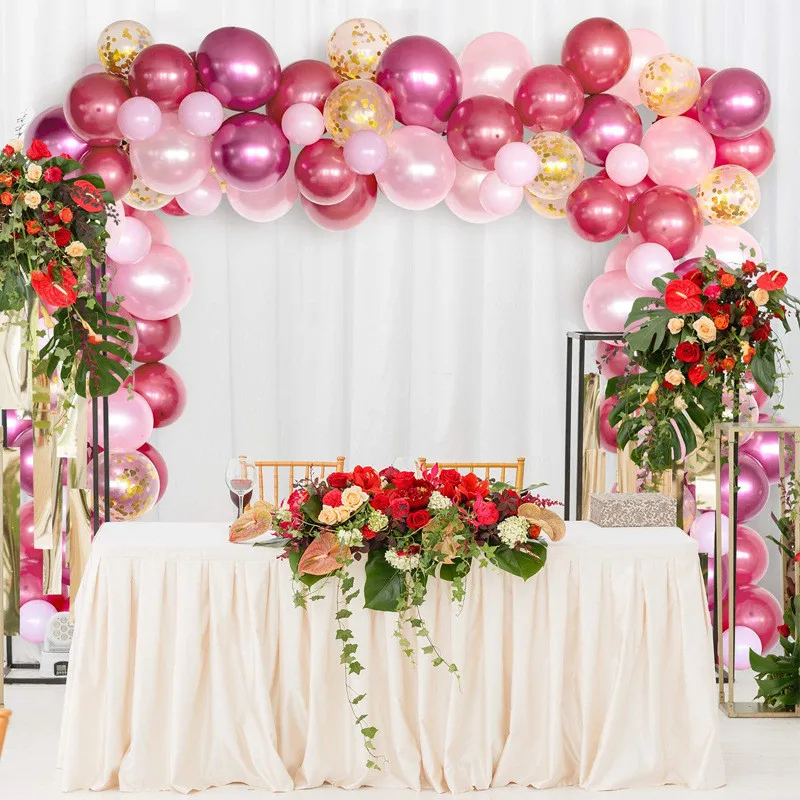 

103pcs Wedding Party Decoration Balloon Arch Pink Rose Red Chrome Purple Gold Confetti Latex Balloons Garland for Birthday Party