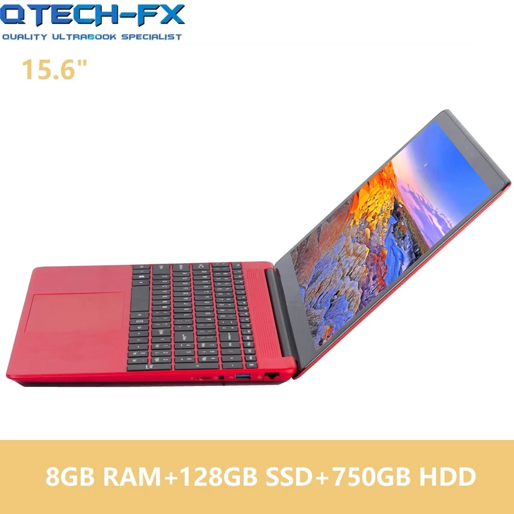 128-750RD Ноутбук 15,", 8 Гб ОЗУ, 128 Гб SSD+ 750 Гб HDD, быстрый процессор, Intel Pentium, 4 ядра, Windows 10, Студенческая, французская, немецкая, испанская, русская клавиатура - Цвет: 128-750RD