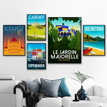 

Budapest Cardiff Copenhagen Marrakech Travel City Landscape Art Canvas Poster Home Wall Decor (No Frame)