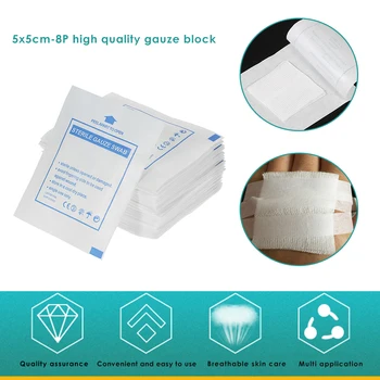 

5 X 5cm-8P Pad Disposable Cotton Gauze First Aid Wound Dressing Sterile Wrap Travelling Easy Carrying Durable Parts