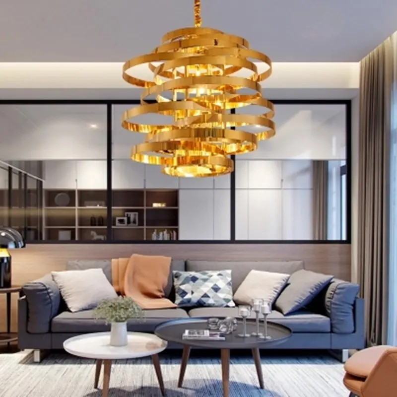 

Vintage Gold Round LED Pendant Light Vertigo Modern Lustre Pendant lamp for dining room Lighting Fixture