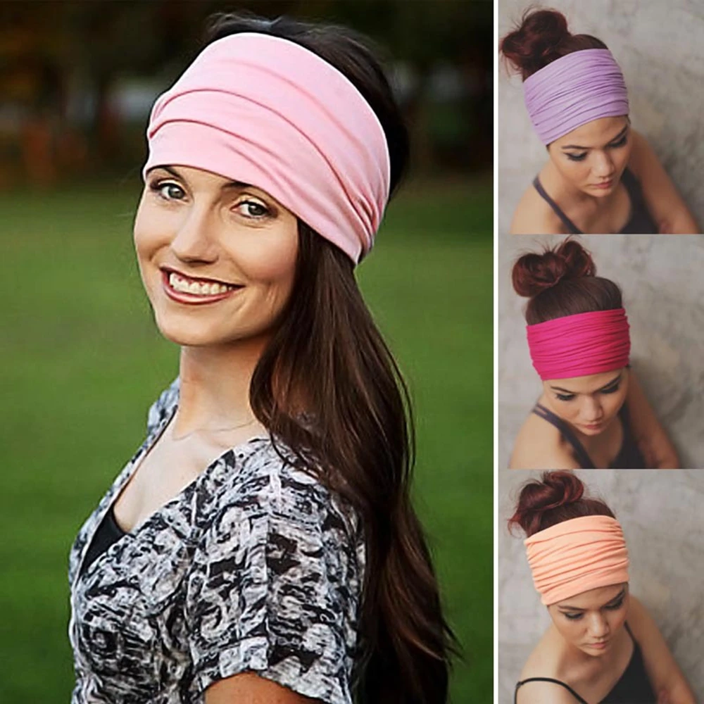 

1 PCS Fashion Patchwork Colors Scarf Dual Purpose Hairband Women Comfortable Soft Cotton Elastic Wide Headband Girls Accessories