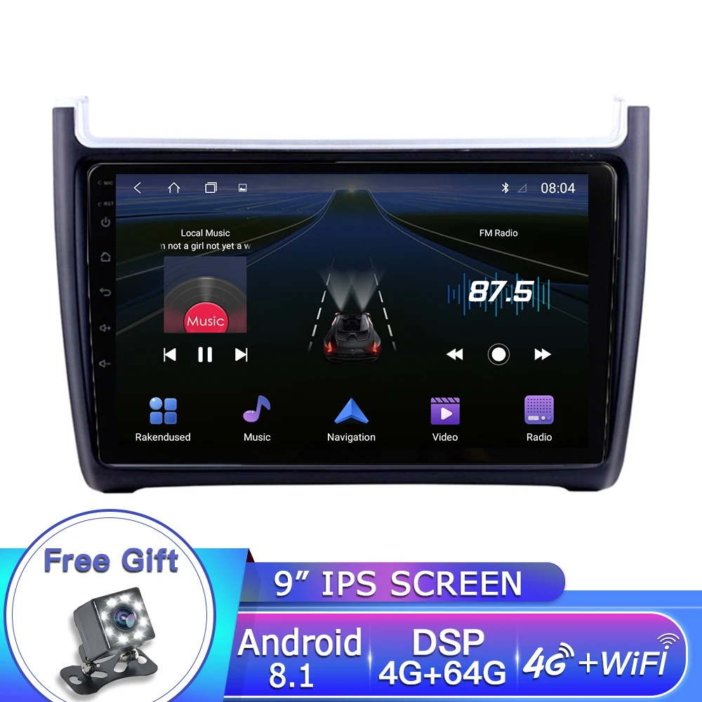 9inch TS8 2-32-4G EKIY " ips Android 8,1 Автомобильный мультимедийный авто радио 4G+ 64G для Volkswagen VW Polo 2Din стерео gps-навигация, dvd-плеер - Цвет: 9inch TS8 2-32-4G