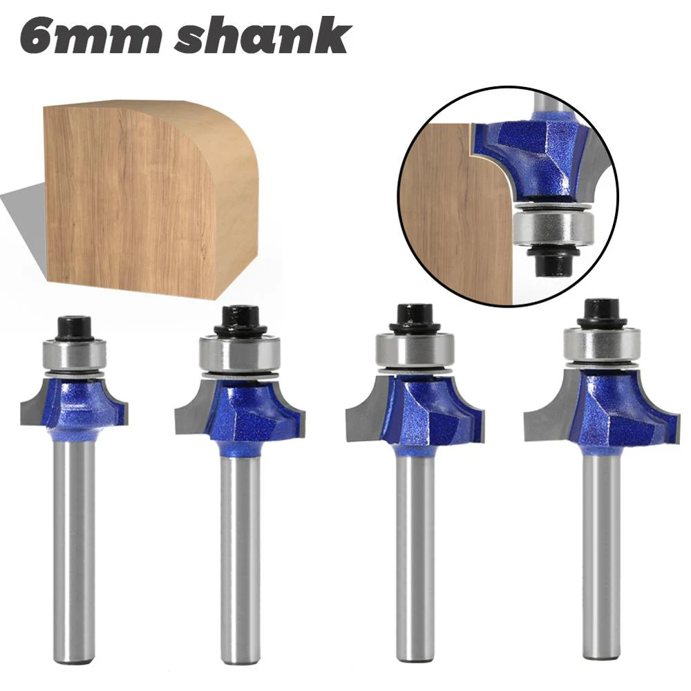 1PC 6MM Shank Milling Cutter Wood Carving Corner Round Professional Level Over Router Bit With Bearing For Woodworking Carbide |