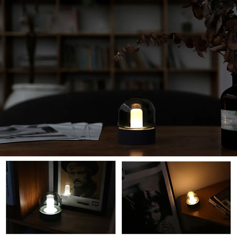 

Creative Nostalgic Glass Night Light Bedroom Bedside With Sleeping Lights Cafe Bar Usb Charging Breathing Night Light