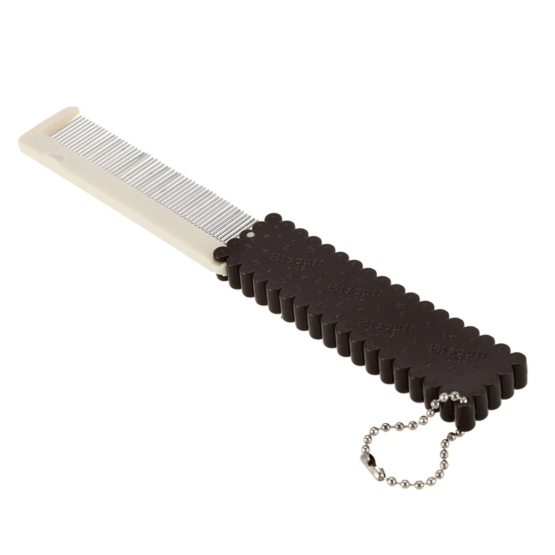 Chocolate Color Offwhite Plastic Hairdressing Travel Folding Comb with Mirror