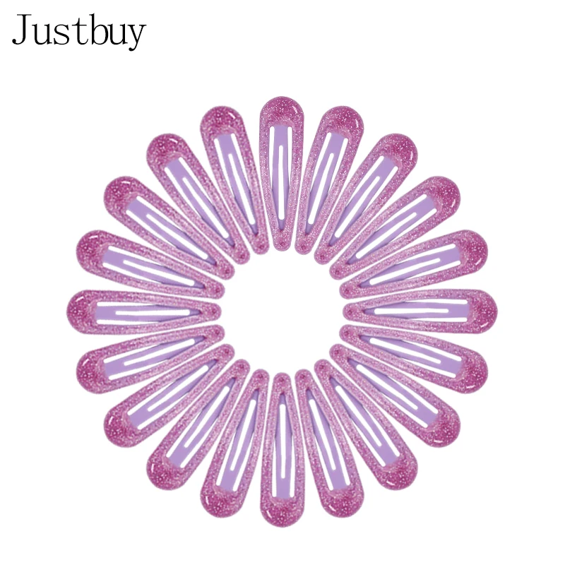 purple 20 шт цветная блестящая Шпилька, заколка для волос для маленьких девочек, детские заколки для волос, женские аксессуары для волос, милая металлическая заколка 5 см - Цвет: purple