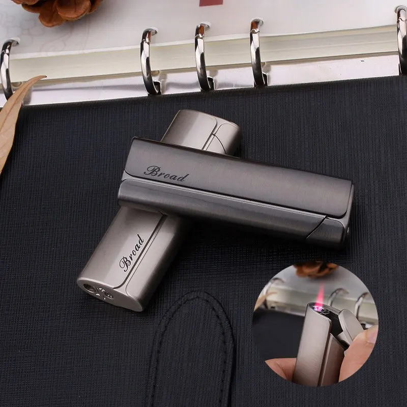 

Portable Metal Lighters Inflatable Windproof Gas Lighter Fashion Men and Women Cigarette Lighter Red Flame