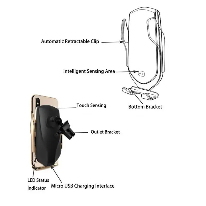 R1 10W универсальное беспроводное автомобильное зарядное устройство инфракрасный датчик Быстрая зарядка держатель для мобильного телефона зарядная док-станция для iPhone samsung