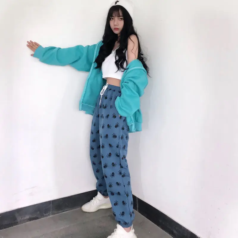 HOUZHOU Sweatpants Women Korean Style Harajuku Pants Streetwear Women Joggers Autumn Fashion Track Pants Women Print Trousers