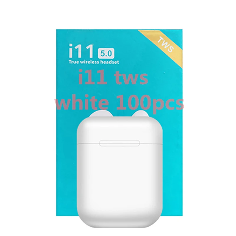 100 шт./лот i11 TWS Bluetooth наушники 5,0 в ухо мини беспроводные гарнитуры бас стерео наушники для iPhone Android Xiaomi PK i9s - Цвет: I11 white 100pcs