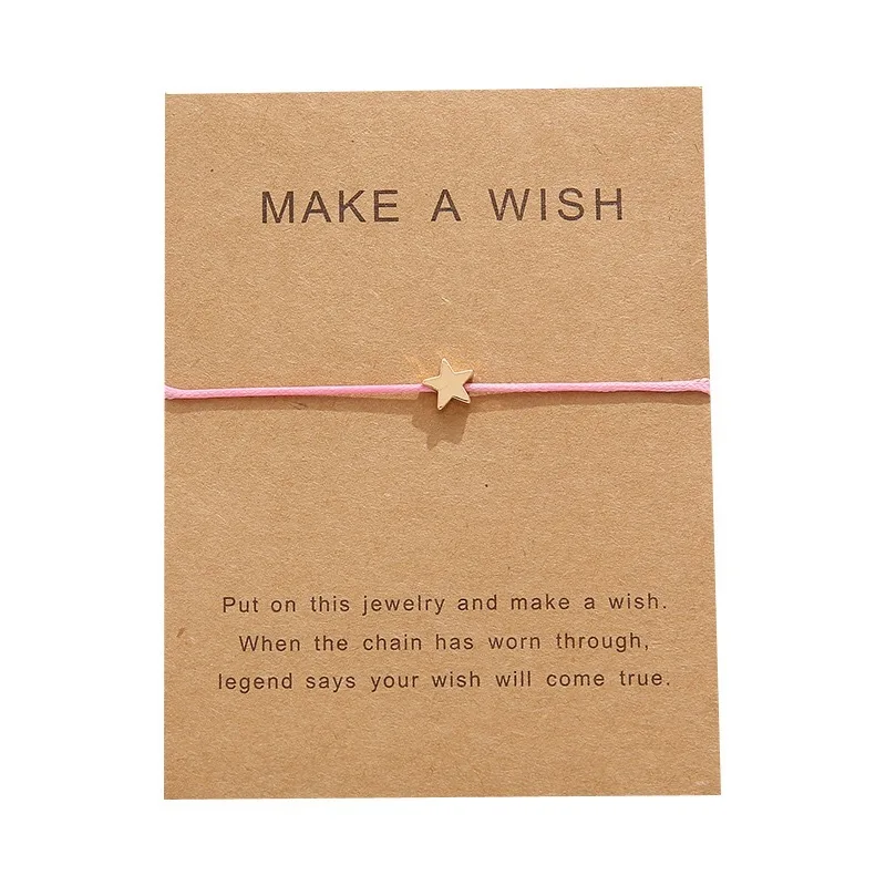 New European and American greeting card bracelet MAKE A WISH star hand-woven simple hand jewelry | Украшения и аксессуары