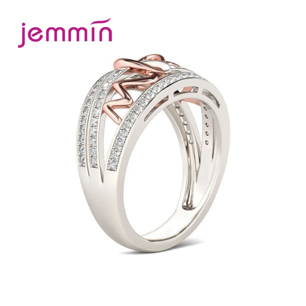 Корейский женский простой 925 стерлингового серебра элегантный сердце любовь кольца на годовщину свадьбы кубического циркония ювелирные изделия подарки Топ Поставщика