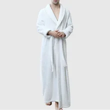 Shujin Men pajamas Confrot Robe Soft Absorbent Lightweight Long Kimono Flannel Spa Bathrobe Men Coral fleece bathrobe bathing