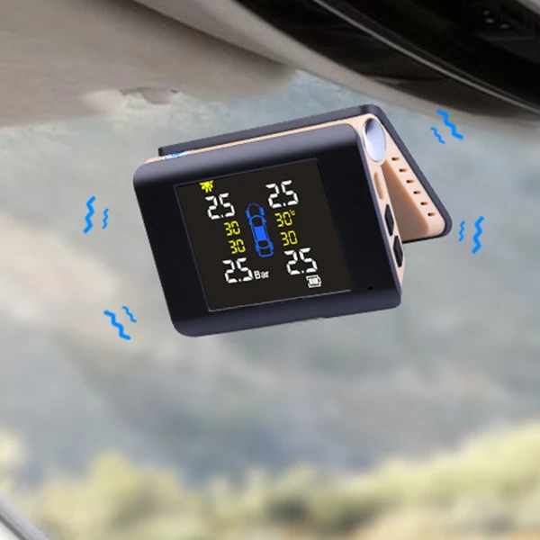 Tpms автомобильный контроль давления в шинах интеллектуальная система солнечной энергии беспроводной светодиодный дисплей с 4 внешними датчиками