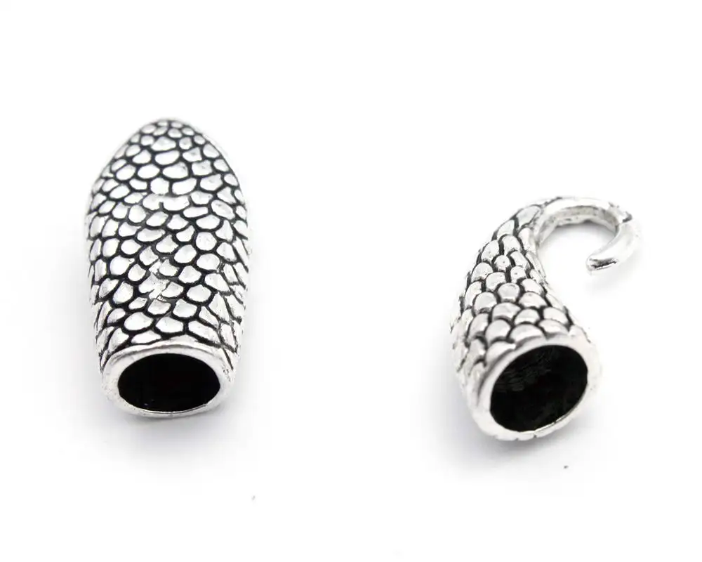 2 комплекта 7 мм круглое отверстие Антикварная Серебряная Змея голова амулет с