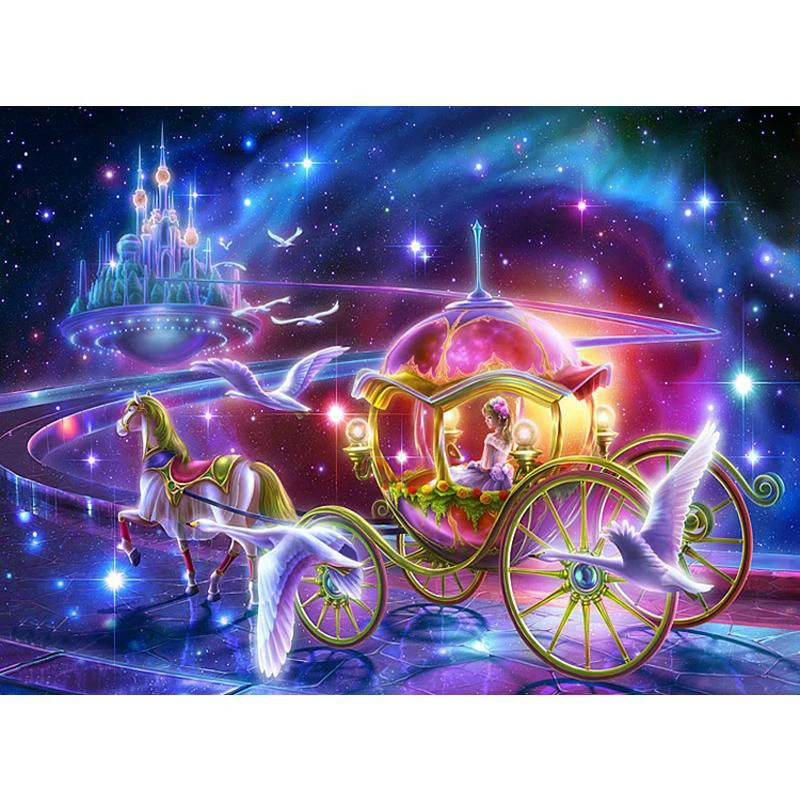 Полноразмерная/круглая алмазная живопись 5D Бриллиантовая вышивка каретка мечты