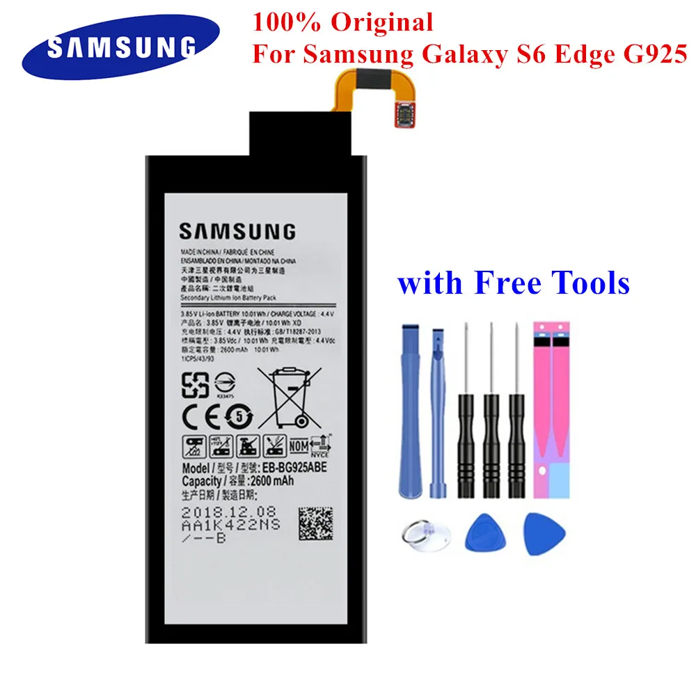 

100% Original Battery EB-BG925ABE for Samsung Galaxy S6 Edge SM-G925F G925I G925A G925T G925S G925K G925L G9250 G925V 2600mAh