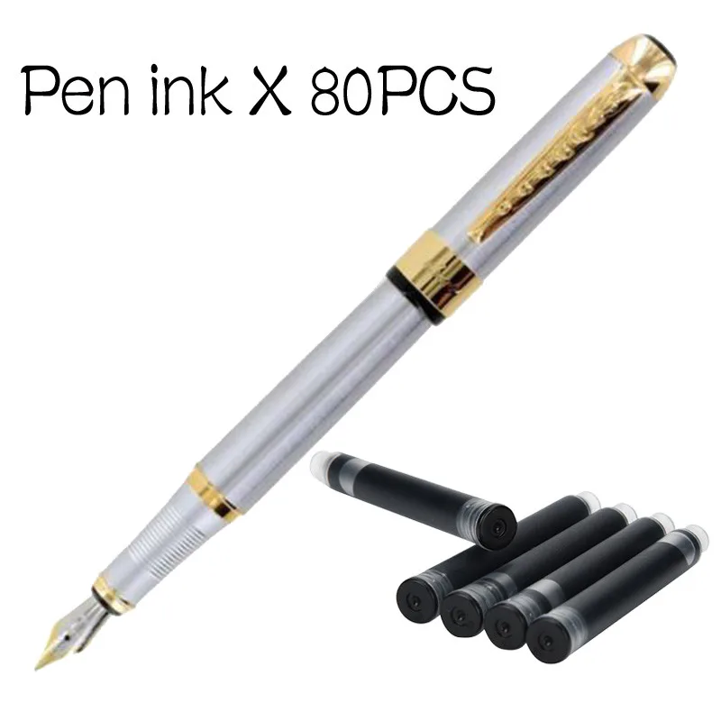 Jinhao 80 шт. перьевая ручка чернильный конвертер картридж Калибр 2,6 мм Лидер продаж перьевые заправки черный и синий офисные школьные канцелярские принадлежности