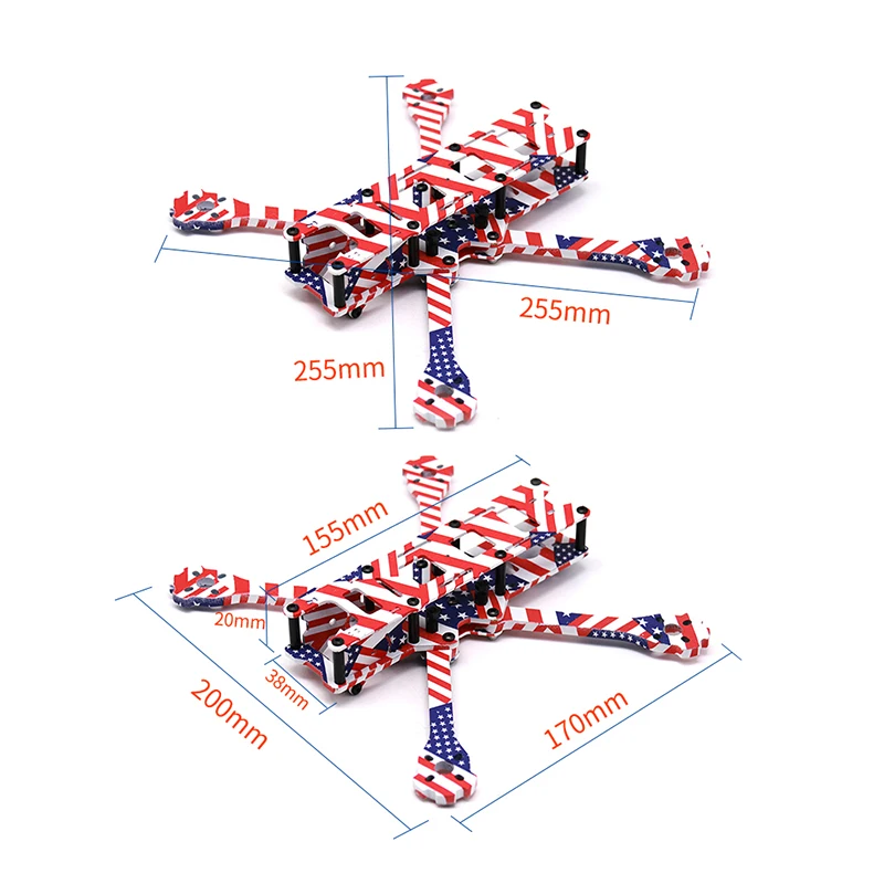 TCMMRC 5 дюймов FPV Drone Frame X220HV Звездный баннер печатная рама набор колесная база 220 мм
