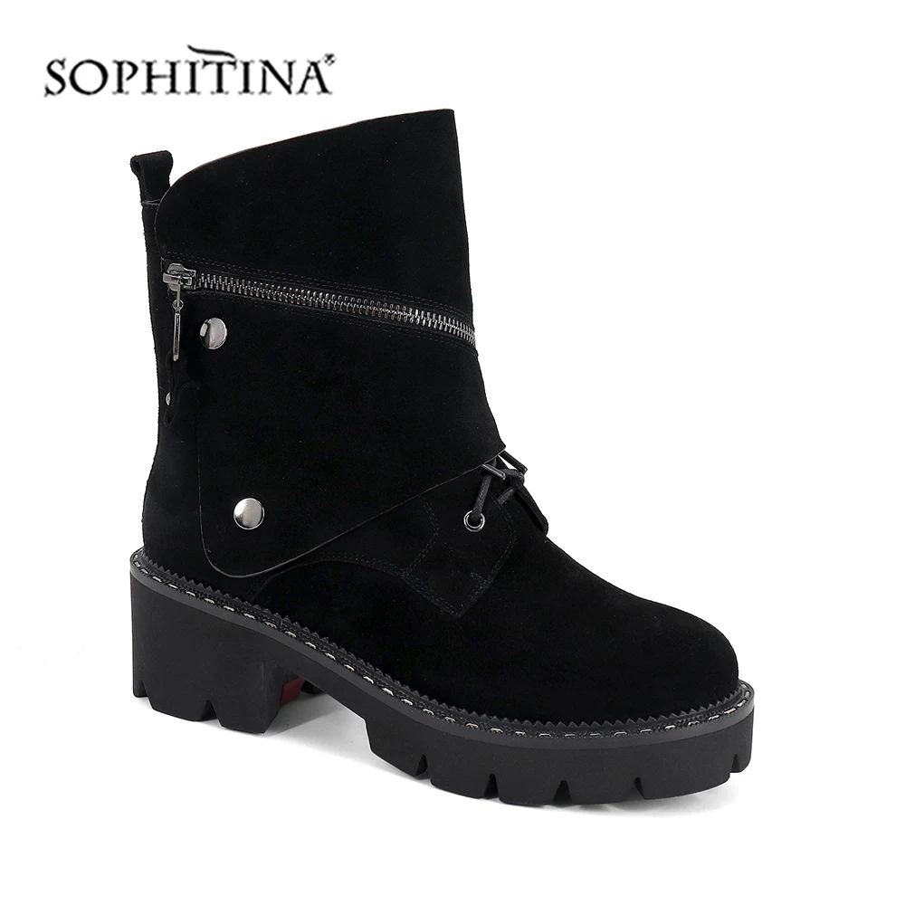 SOPHITINA/Новые металлические декоративные/декорированные сапоги удобная обувь из