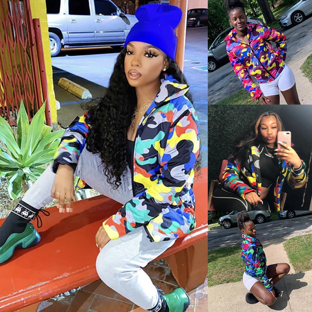 2020 Camo Print Winter Jacket Women Festival Warm Parka Down Bubble Coat Top Thick Couple Wear Crop Puffer D30 | Женская одежда