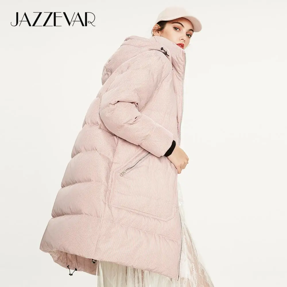 JAZZEVAR Зима новое поступление женский пуховик серый цвет верхняя одежда свободная высокое качество зимная куртка Y9060