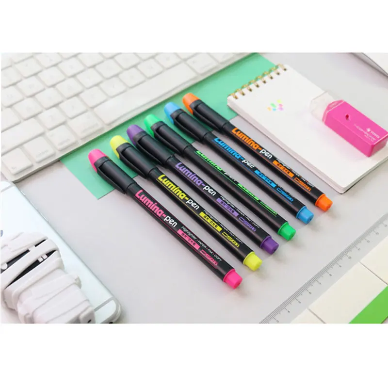 

Highlighter Simple Marker Pen 6 Color Set Drawing Marker Pens School Stationery Painting Supplies Fineliner Colored Brush Pen